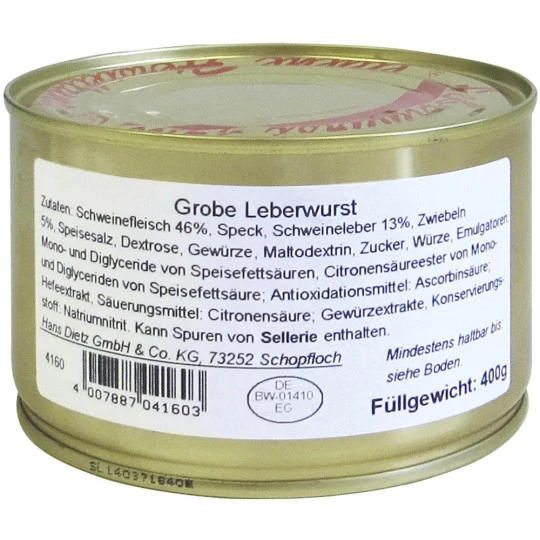 Grobe Leberwurst 400G 3 Grobe Leberwurst 400G